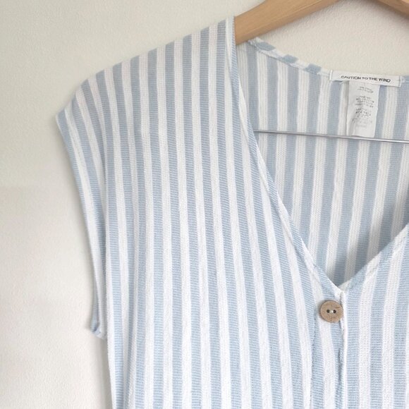 Striped Blue Button-Down Dress - Picture 2 of 9